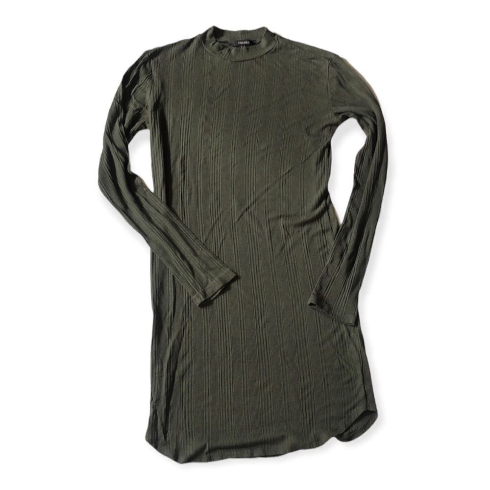 Forever 21 Olive Green Long Sleeve Mini Dress Sz Medium
